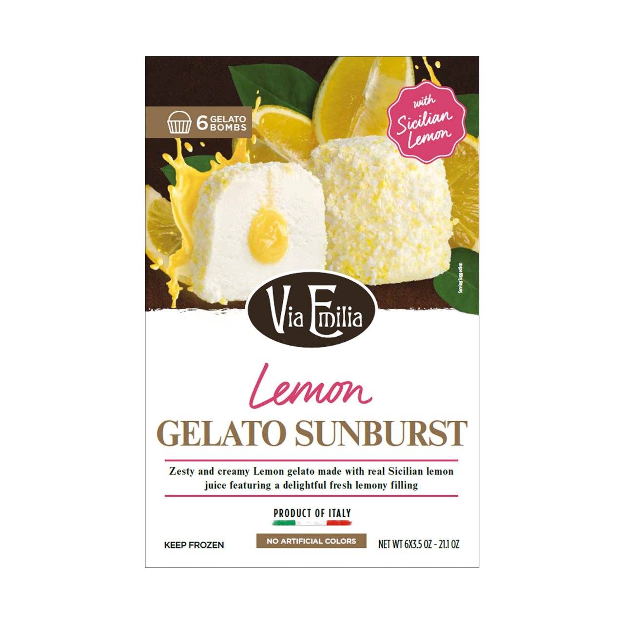 Via Emilia Lemon Gelato Sunburst 6 Count Box - Image 1