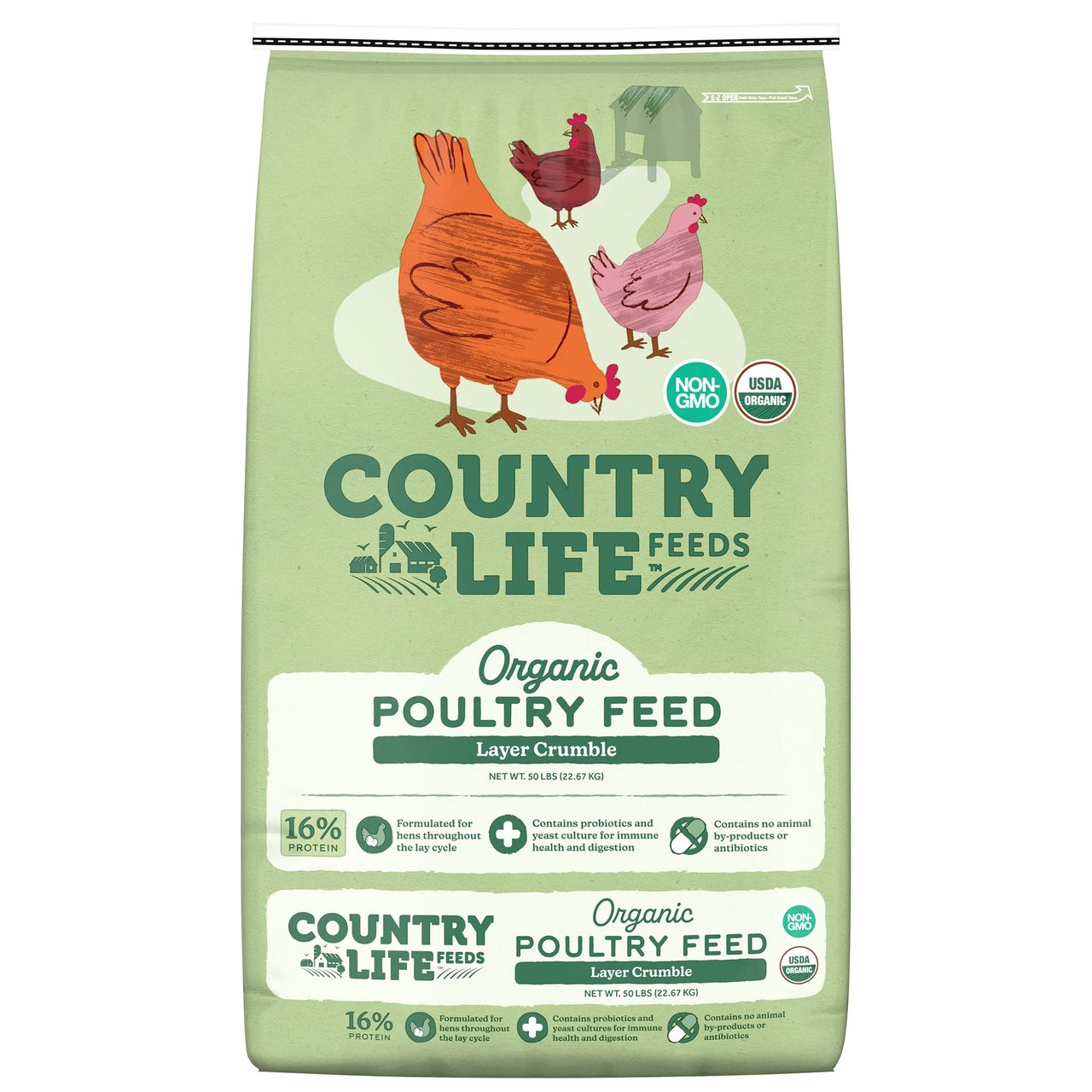 Country Life Organic Chicken Feed, 50 lbs - Image 1