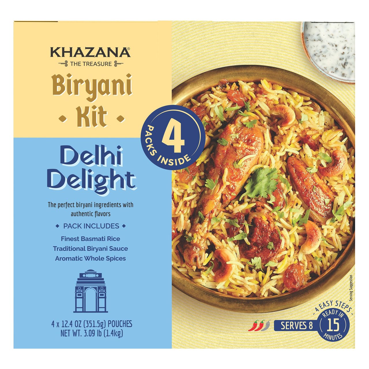 Khazana Biryani Kit Delhi Delight 4/12.4 oz (3.1 lbs) - Image 1