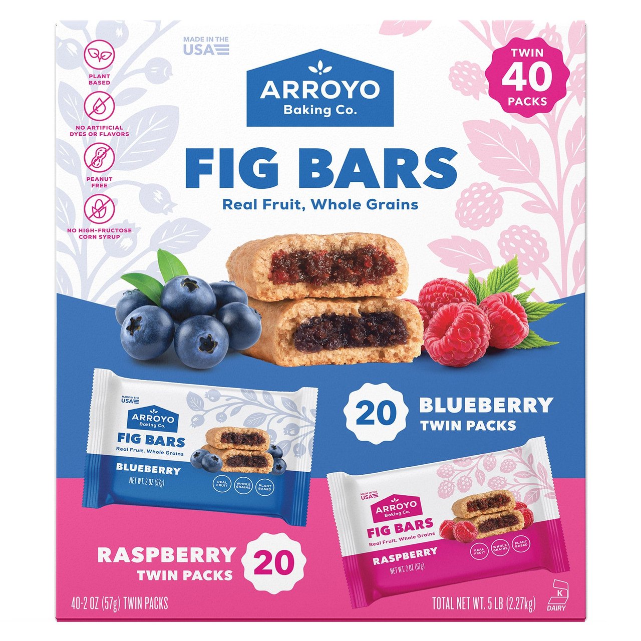 Arroyo Baking Co Artisan Fig Bars Variety Pack, 40 Count, 2 oz - Image 1