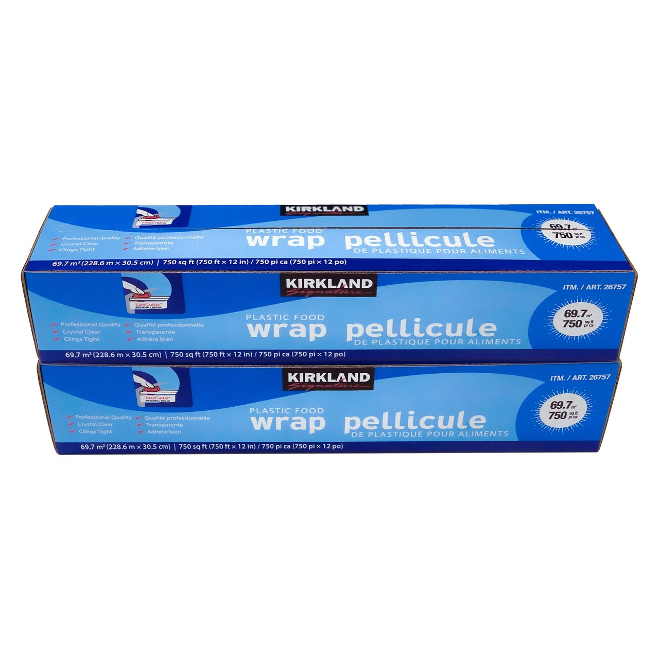 Kirkland Signature Plastic Food Wrap, 2 Rolls - 12 in x 750 ft - Image 1