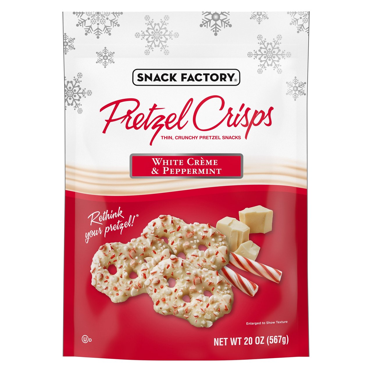 Snack Factory White Chocolate Peppermint Pretzel Crisps 20 oz - Image 1