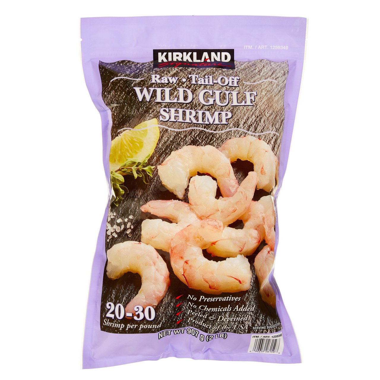 Kirkland Signature 20/30 Raw Wild Gulf Tail-Off Shrimp, 2 lbs - Image 1