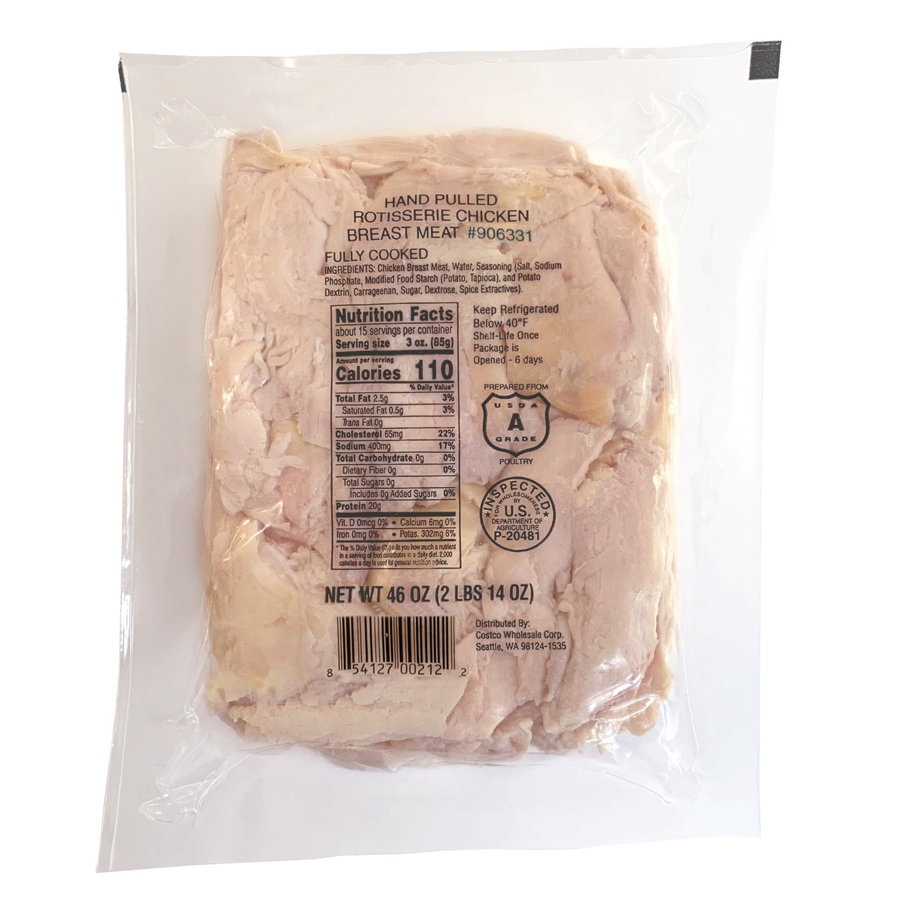 Rotisserie Chicken Breast Meat, 2.62 lbs - Image 1