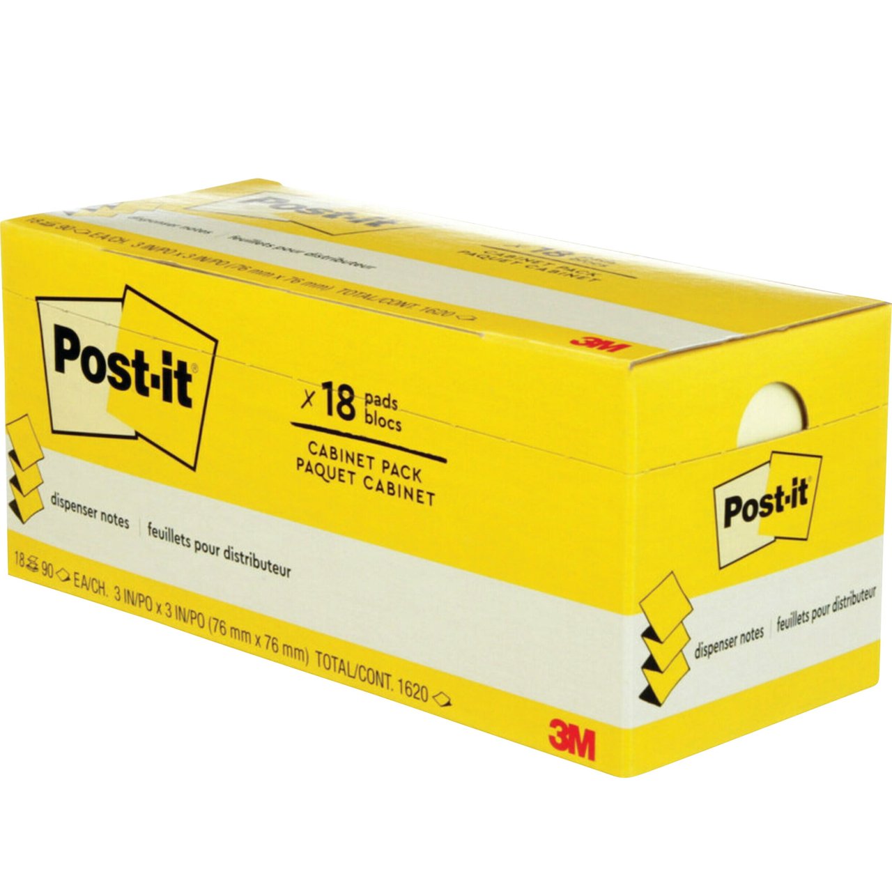 Post-it Pop-Up Notes, 3" x 3", Canary Yellow, 100 Sheets/Pad, 18 Pads/Pack - Image 1