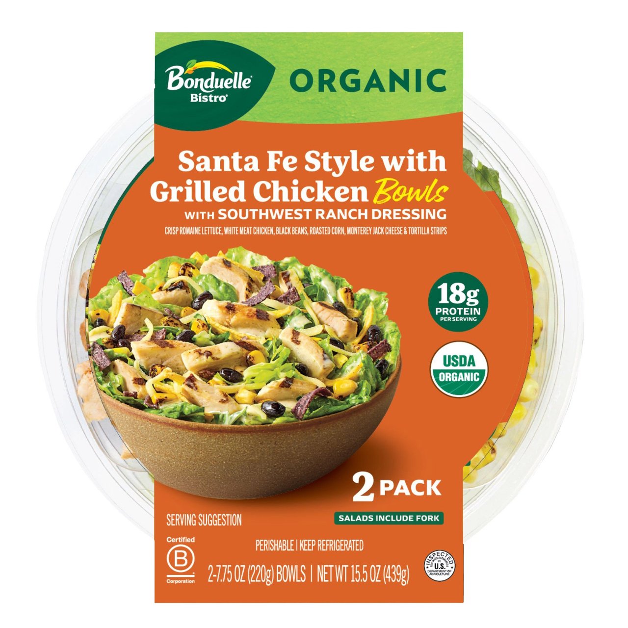 Bonduelle Organic Santa Fe Salad with Grilled Chicken 2/7.75 oz - Image 1