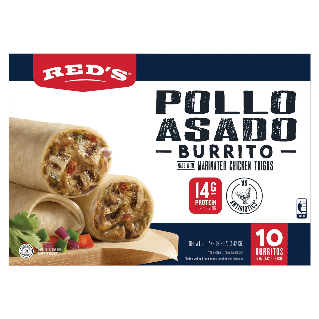 Red's Pollo Asado Burrito, 10-Count Box - Image 1