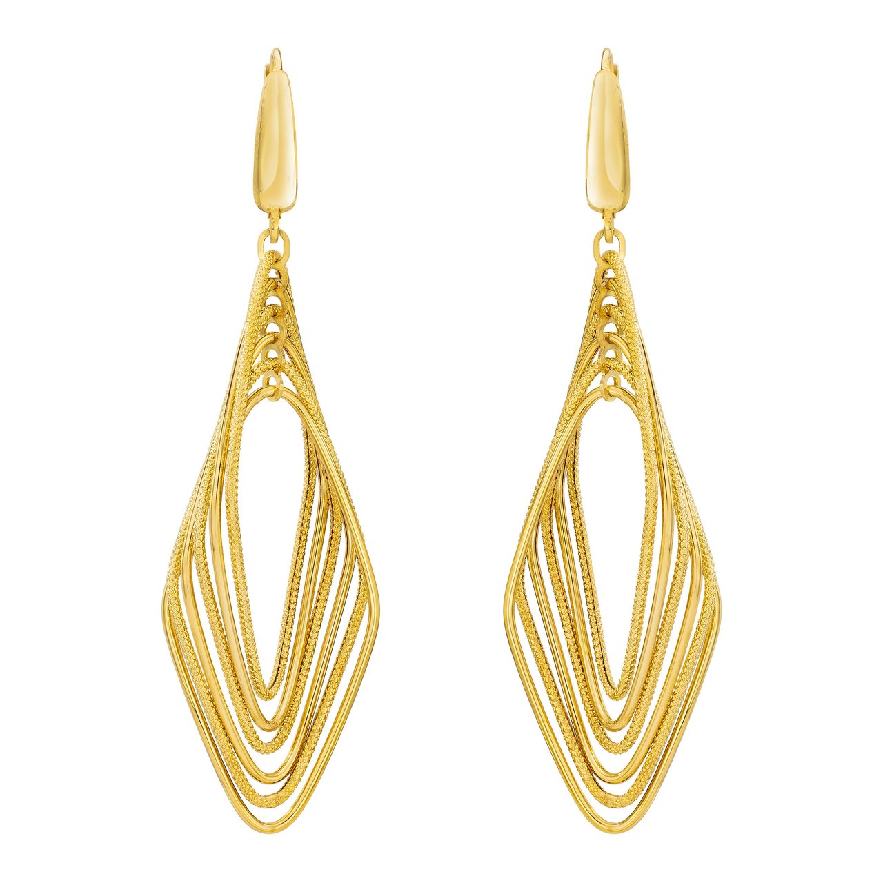 18kt Yellow Gold Marquise Earrings Made in Italy - Image 1