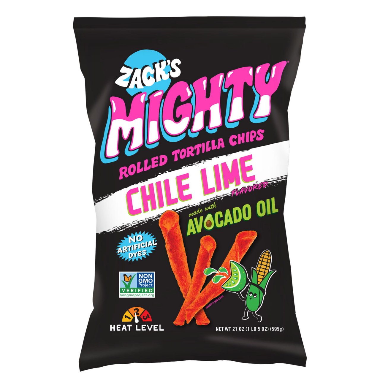 Zack's Mighty Avocado Oil Chile Lime Rolled Tortilla Chips - Image 1
