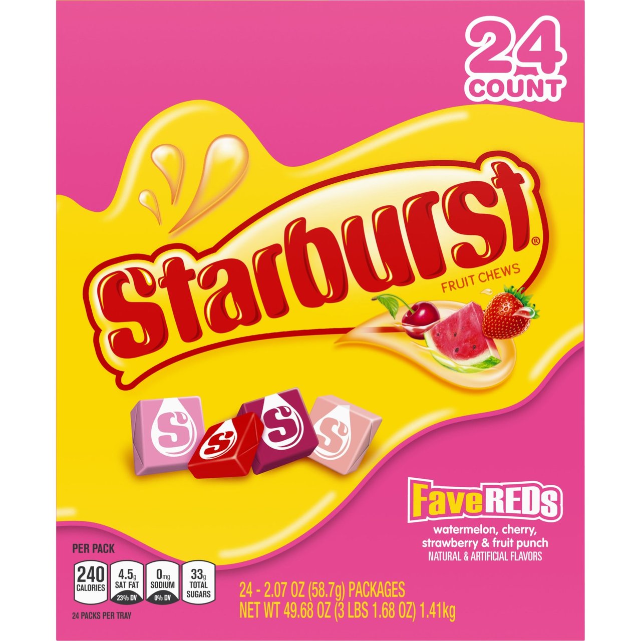Starburst FaveREDs Fruit Chews, 24 Count / 2.07 oz - Image 1