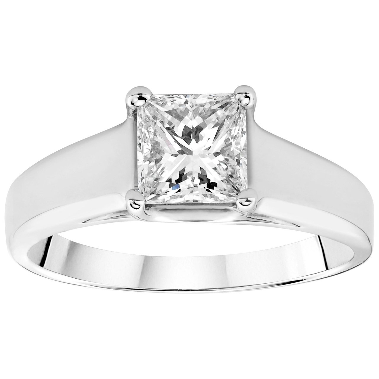 Platinum VS2 I Color 1.00 CT Princess Cut Diamond Solitaire Ring