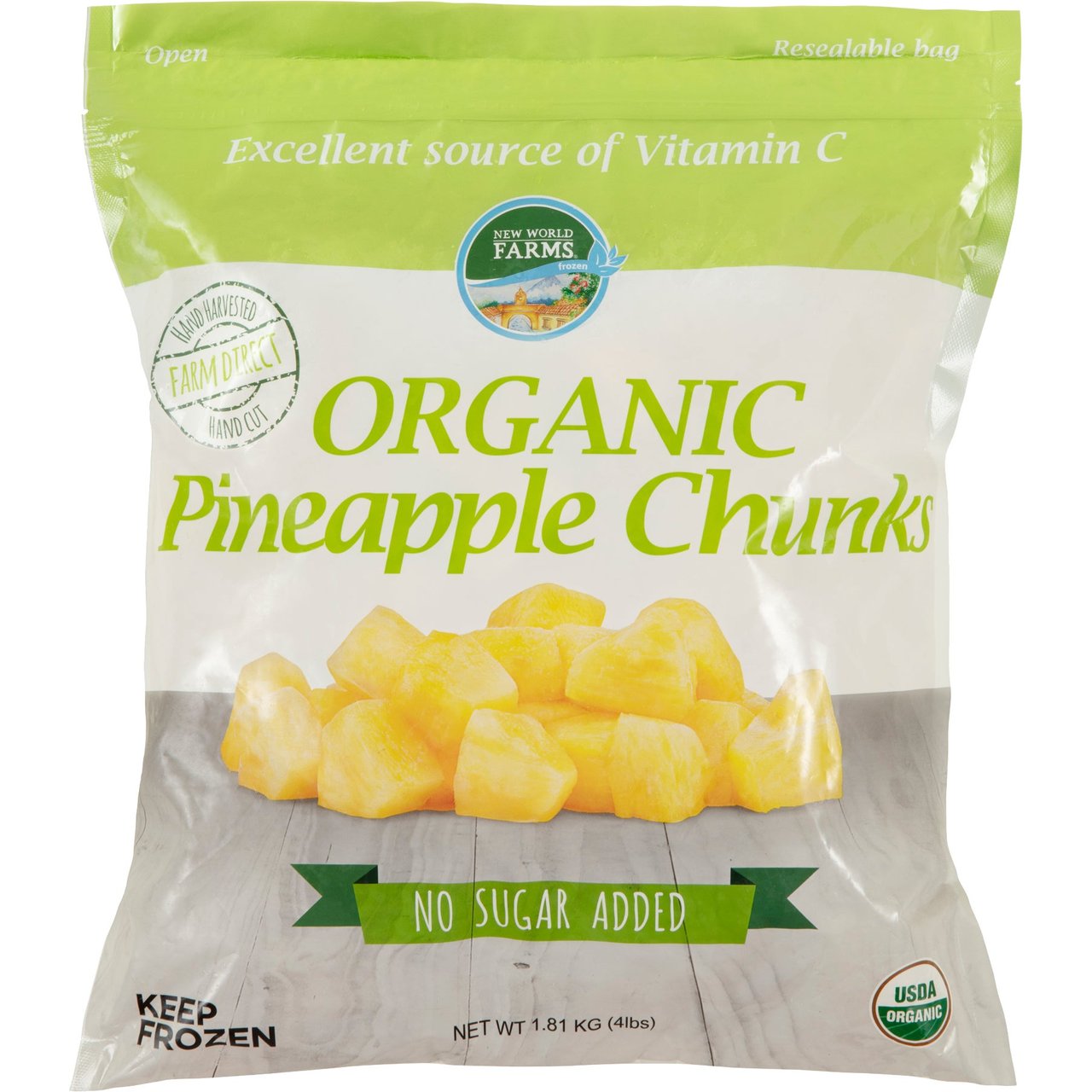 New World Farms Organic Pineapple Chunks, 4 lbs - Image 1