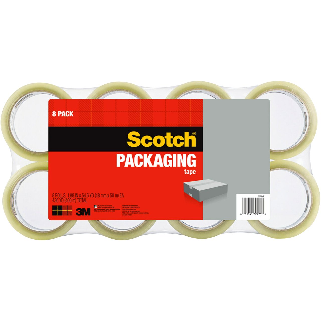 Scotch Packaging Tape, General Purpose, 1.88" x 54.6 Yards, 8 Count - Image 1