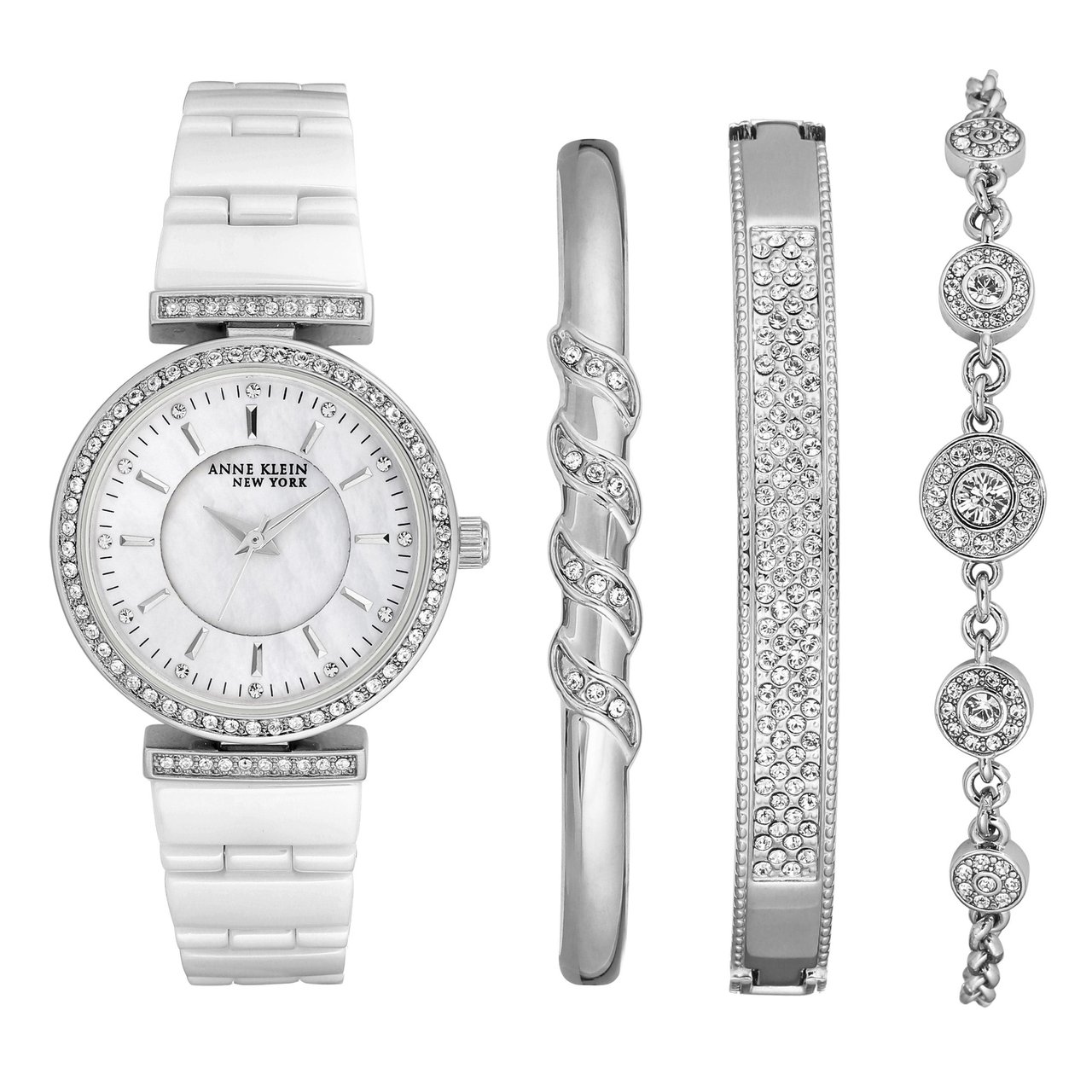 Anne Klein New York Silver Tone & Ceramic Ladies Watch Set - Image 1