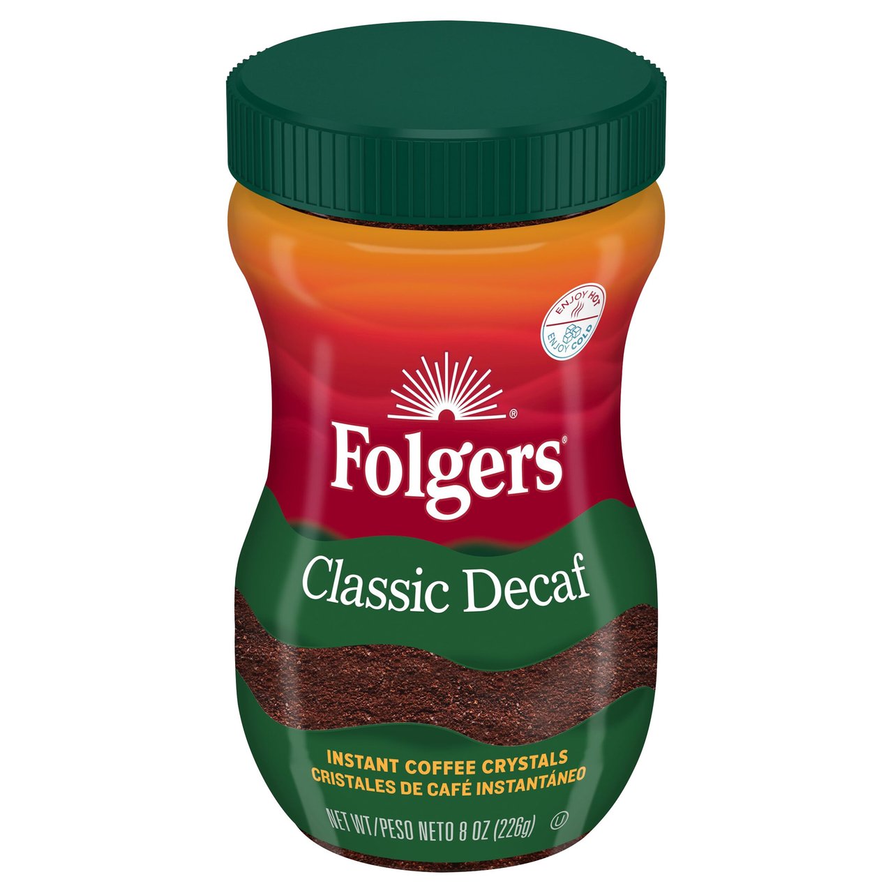 Folgers Classic Decaf Instant Coffee 8 oz - Image 1