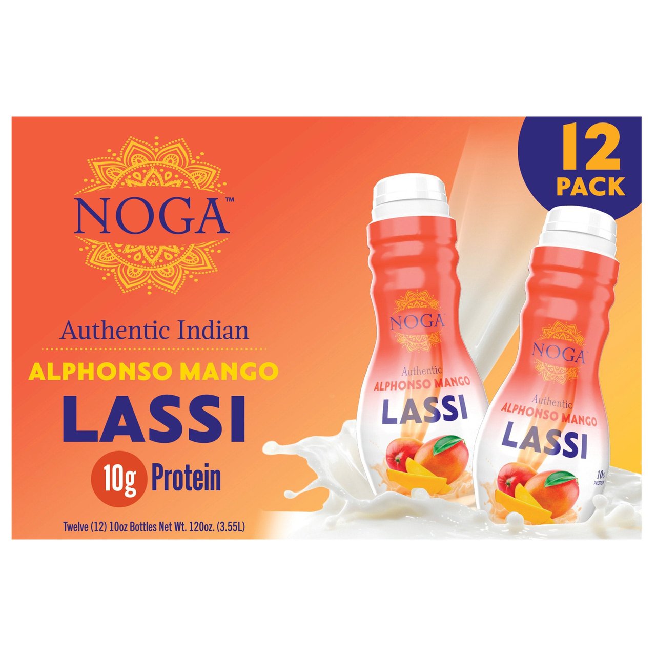 Noga Alphonso Mango Lassi Yogurt, 12-Pack, 10 oz Each - Image 1