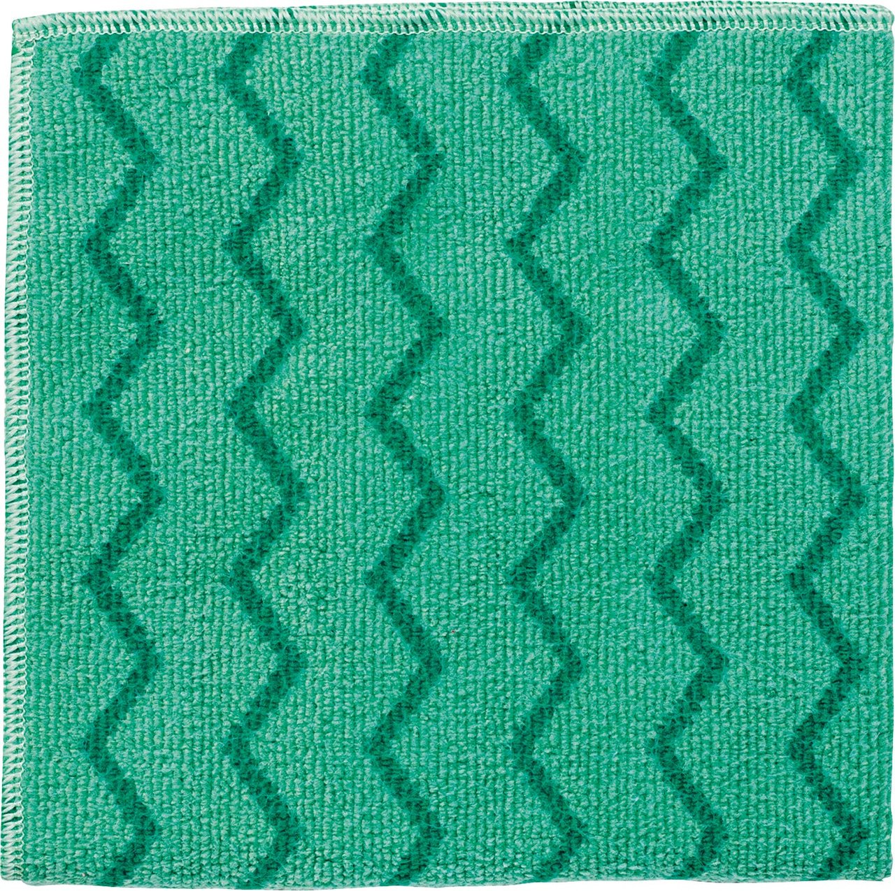 Rubbermaid HYGEN Microfiber Cleaning Cloths, 16" x 16", Green, 12-Pack (RCPQ620)
