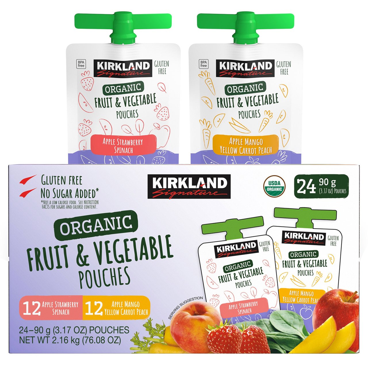 Kirkland Signature Organic Fruit & Veggie 24 Pack 3.2 Ounces Each - Image 1