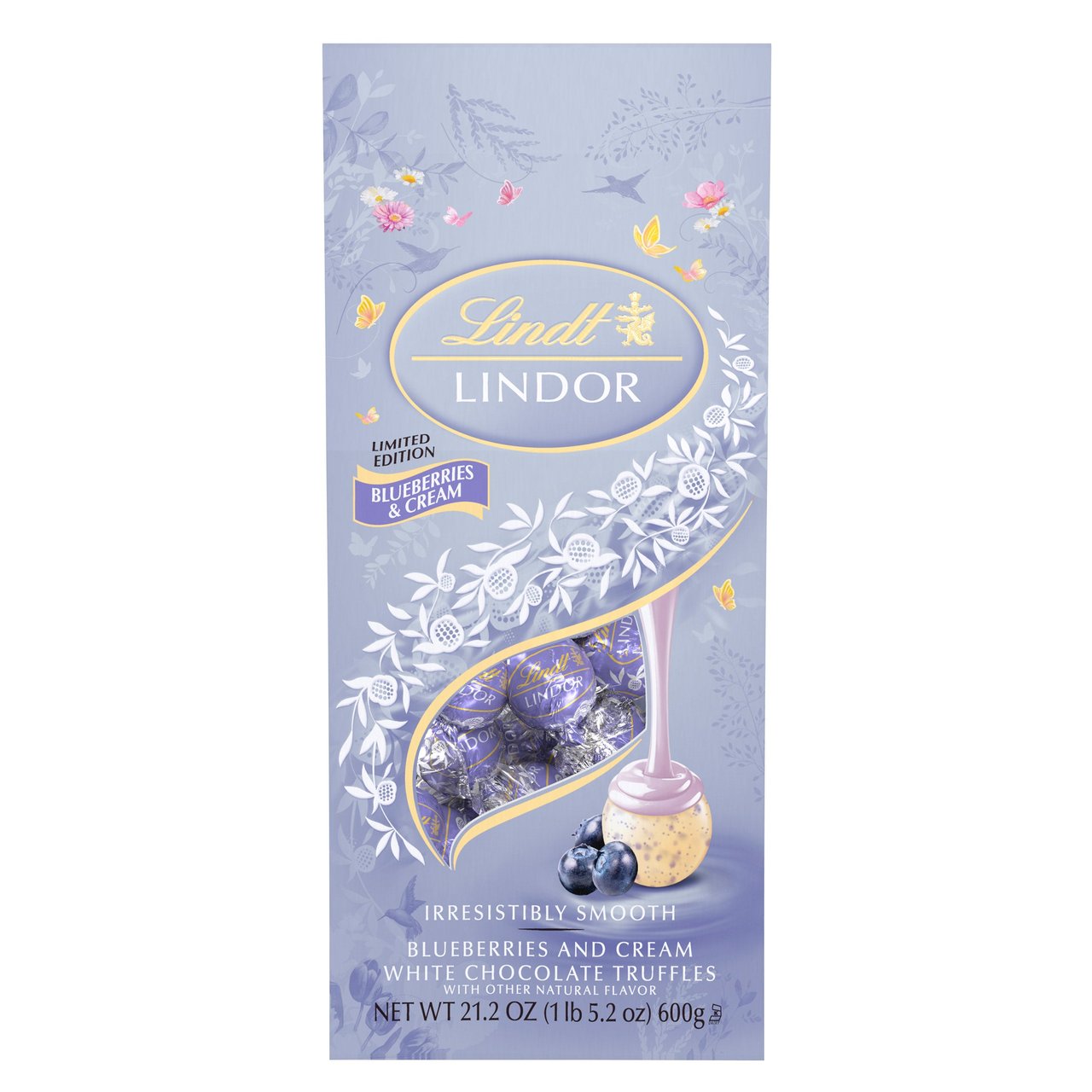 Lindt LINDOR Blueberries & Cream White Chocolate Truffles, 21.2 oz (1.325 lbs)