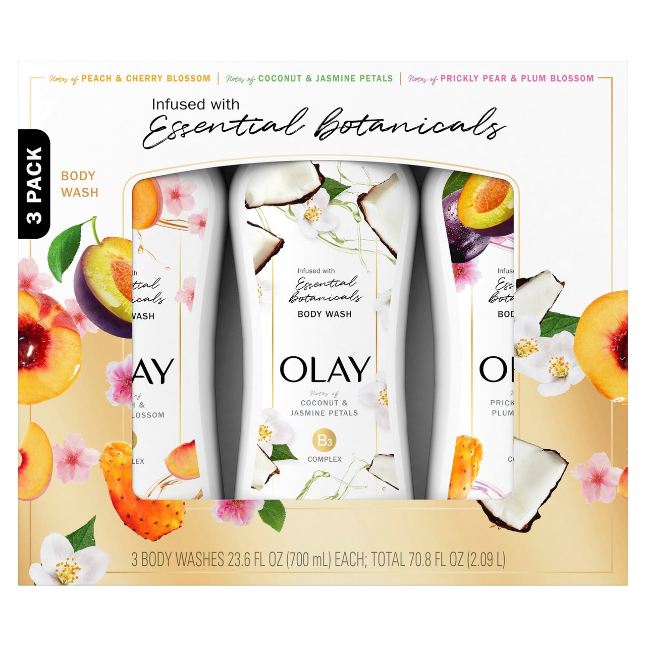 Olay Essential Botanicals Body Wash 3-Pack - Image 1