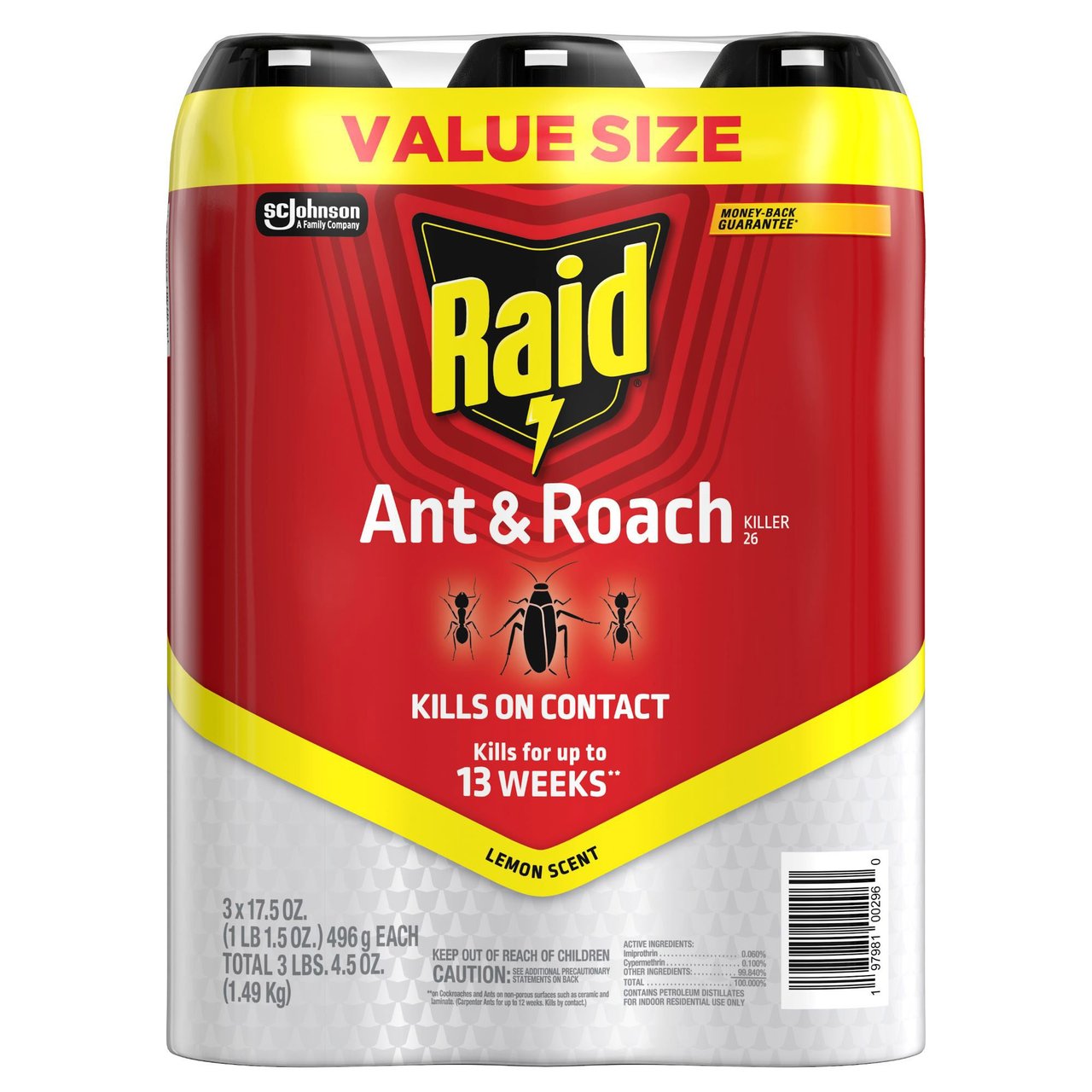 Raid Ant & Roach Spray 3-Pack Lemon Scent - Image 1