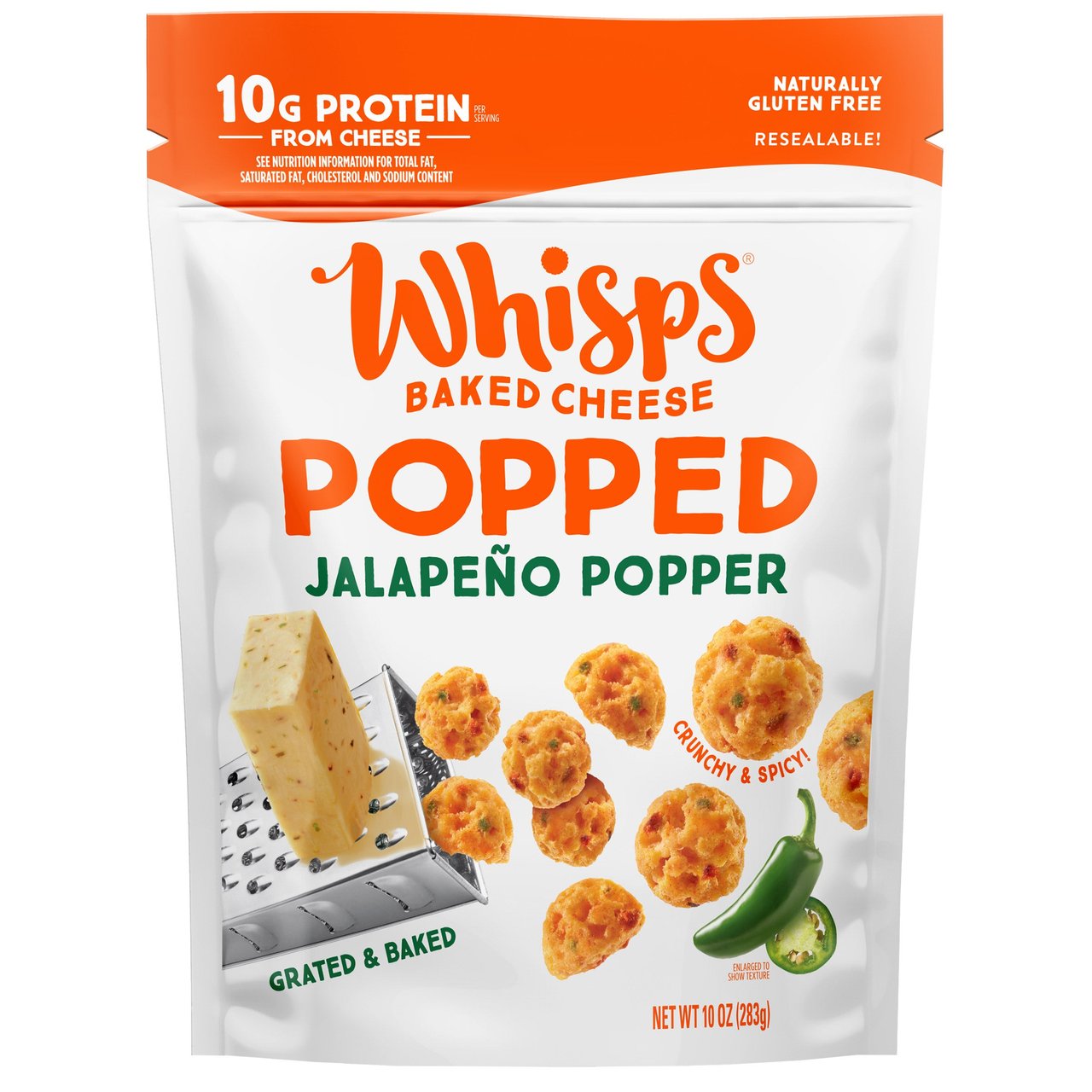 Whisps Baked Cheese Popped Jalapeño Popper Crisps, 10 oz