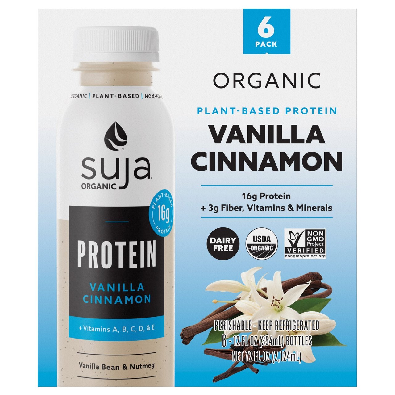 Suja Organic Protein Shake, Vanilla Cinnamon, 12 fl oz, 6-Pack