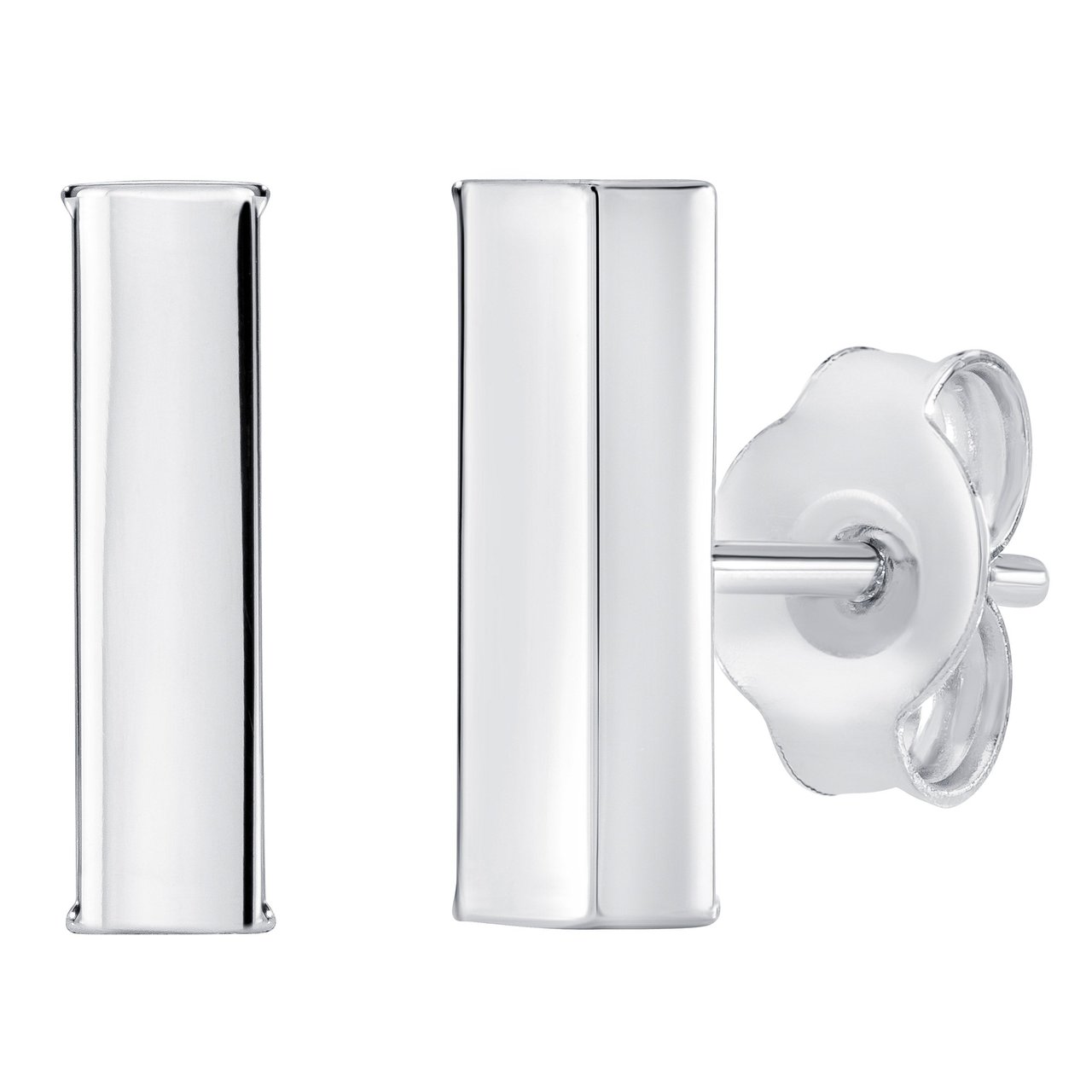 14kt White Gold Line Stud Earrings Made in Italy - Image 1