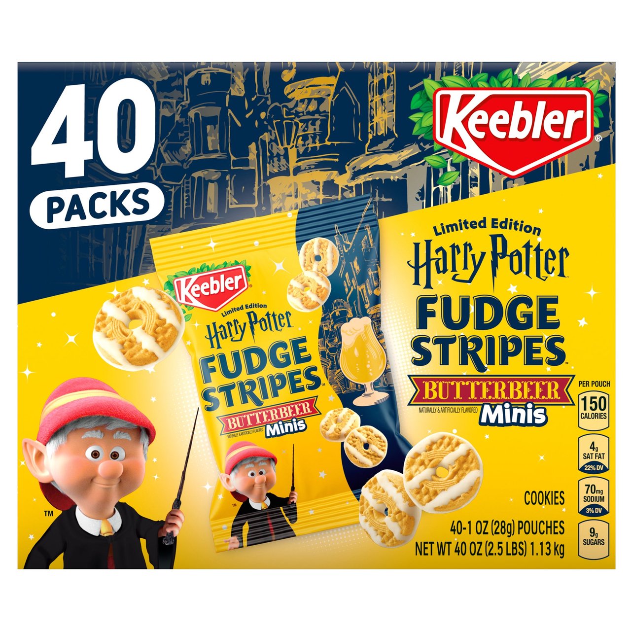 Keebler Harry Potter Fudge Stripes Butterbeer Minis, 1 oz, 40 Count - Image 1