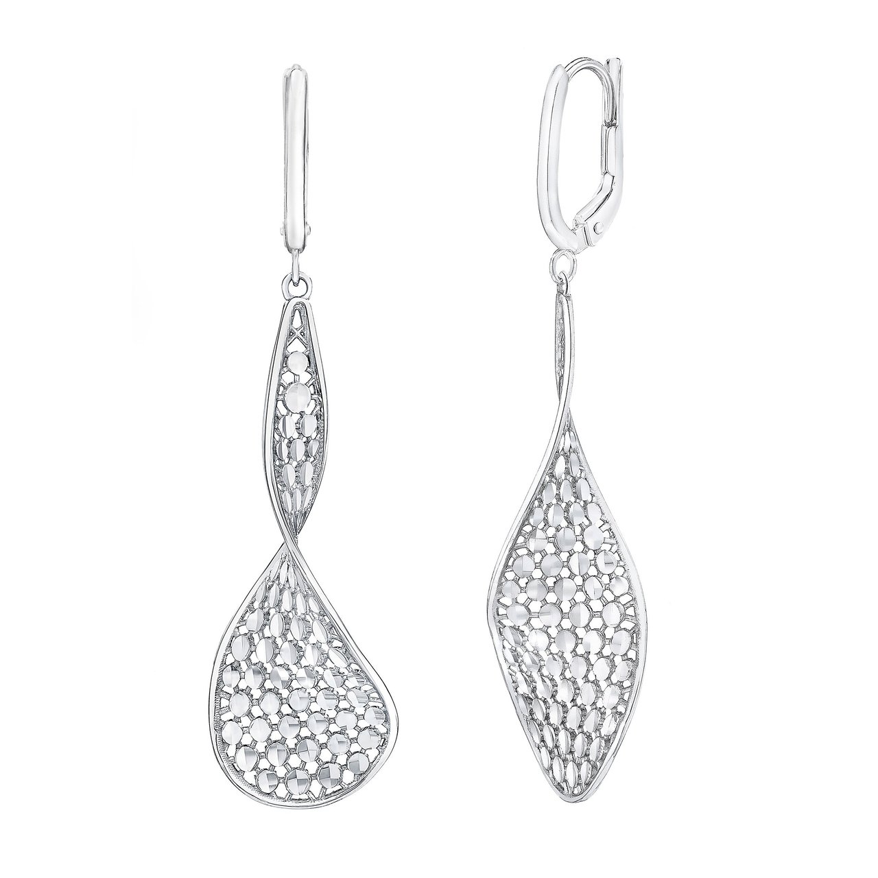 14kt White Gold Pavé Dangle Earrings - Image 1