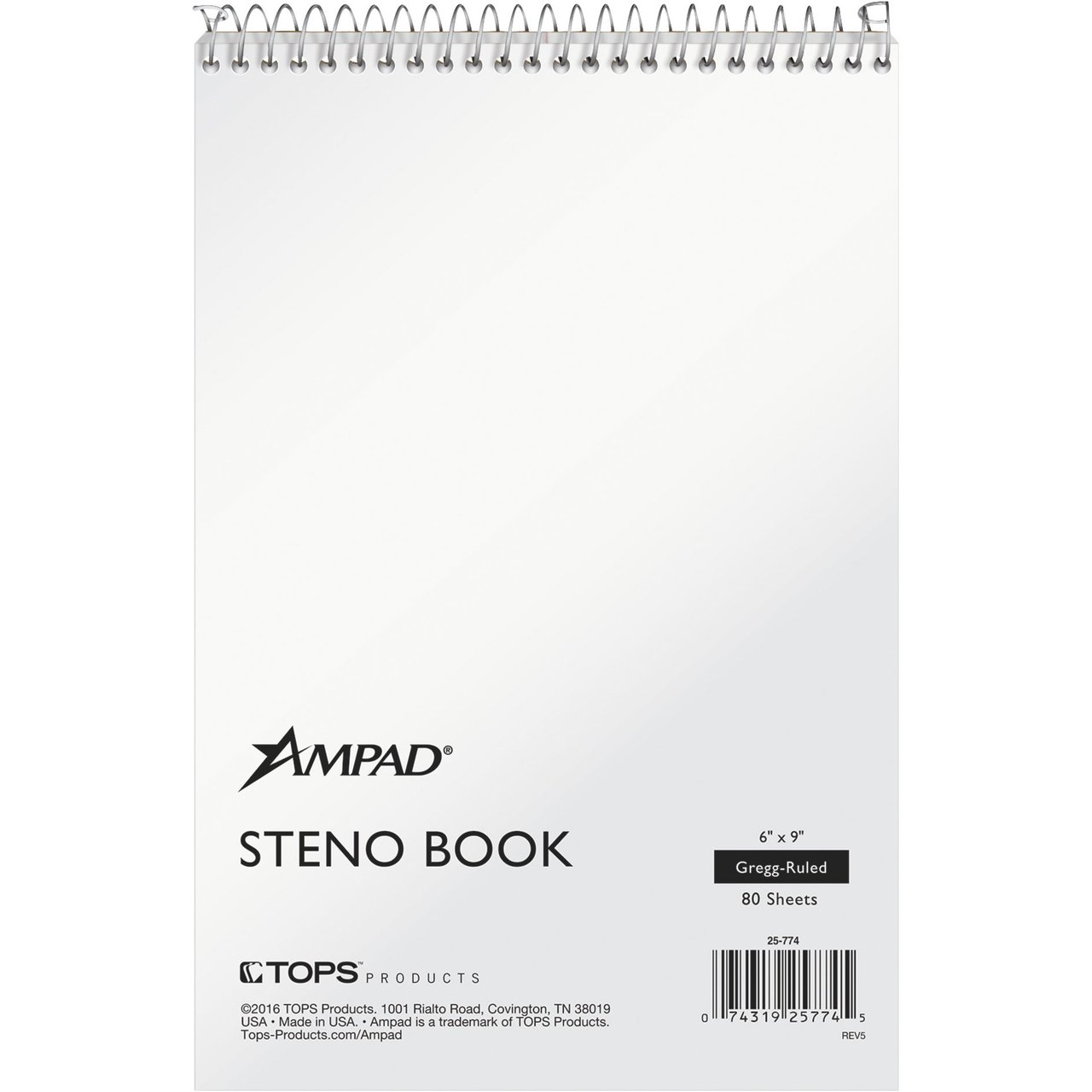 Ampad Recycled Steno Book, White, Gregg Ruled, 80 Sheets, 6-Count - Image 1