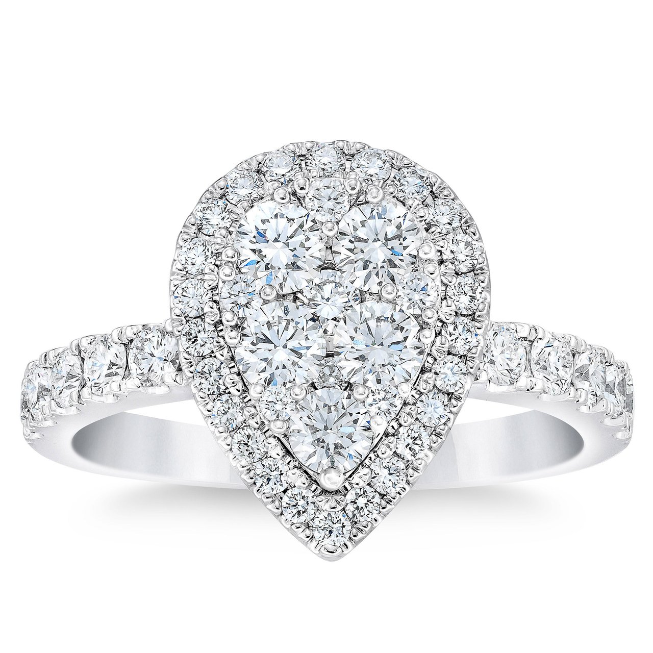 14kt White Gold VS2 I 1.20 ctw Round Diamond Pear Shape Ring - Image 1