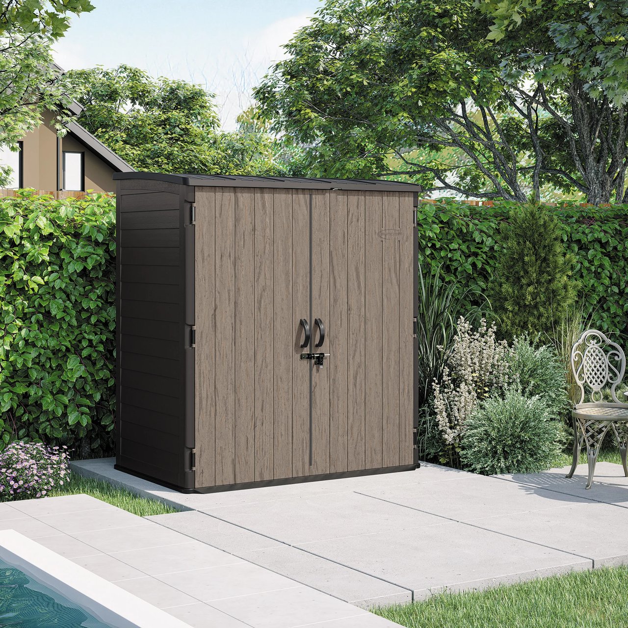 Suncast 6' x 4' Resin Vertical Shed Faux Wood (#1862852) - $399.99