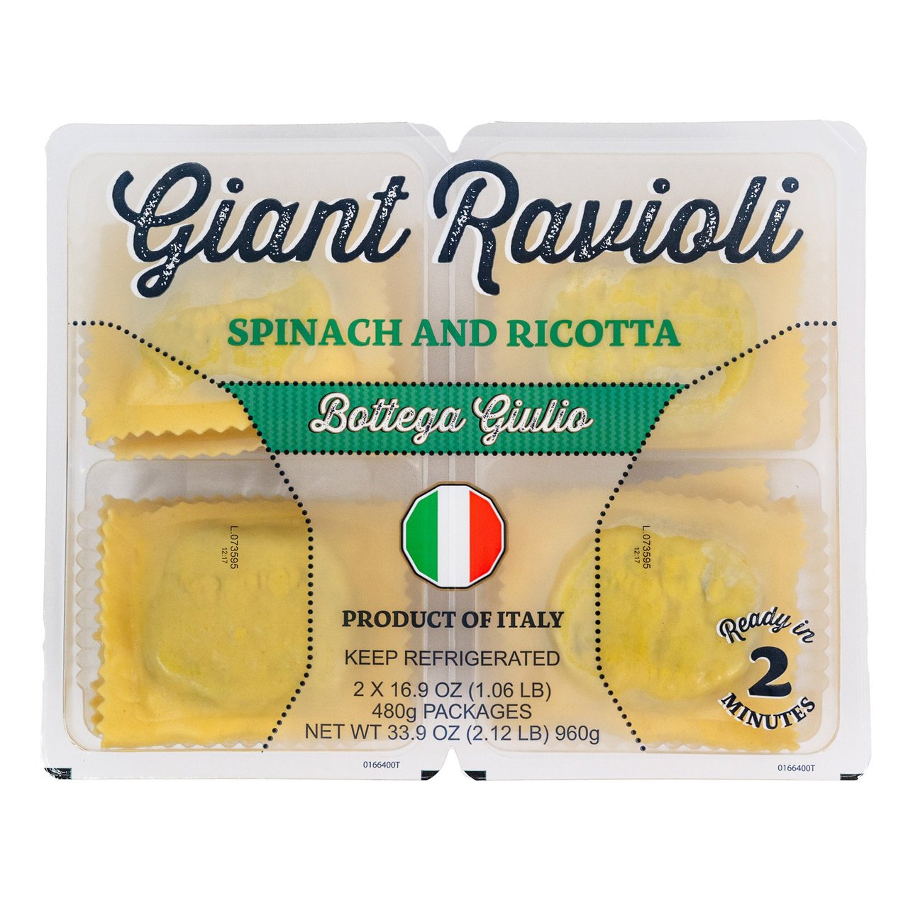 Scoiattolo Giant Spinach Ravioli, 16.9 oz, 2-count - Image 1