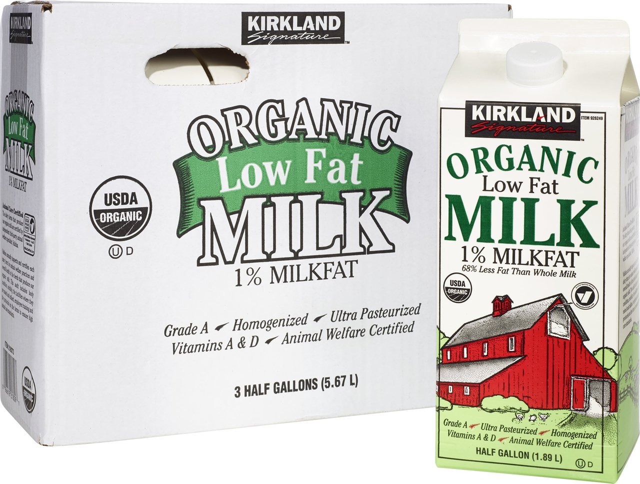 Kirkland Signature Organic 1% Lowfat Milk 3/64 Ounce Cartons - Image 1
