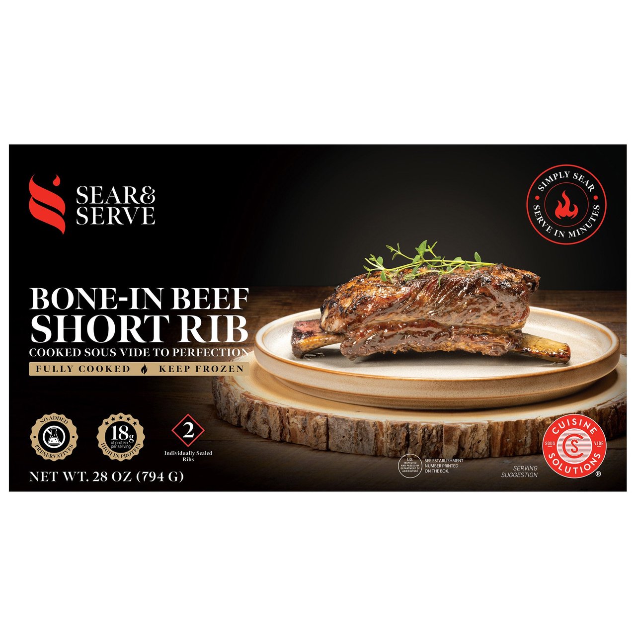 Cuisine Solutions Sear & Serve Bone-In Beef Short Rib 28 oz - Image 1