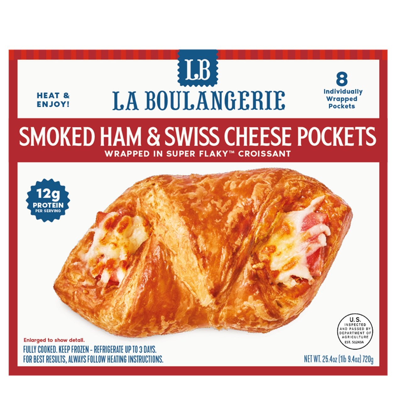 La Boulangerie Ham & Swiss Croissant 8 CT - Image 1