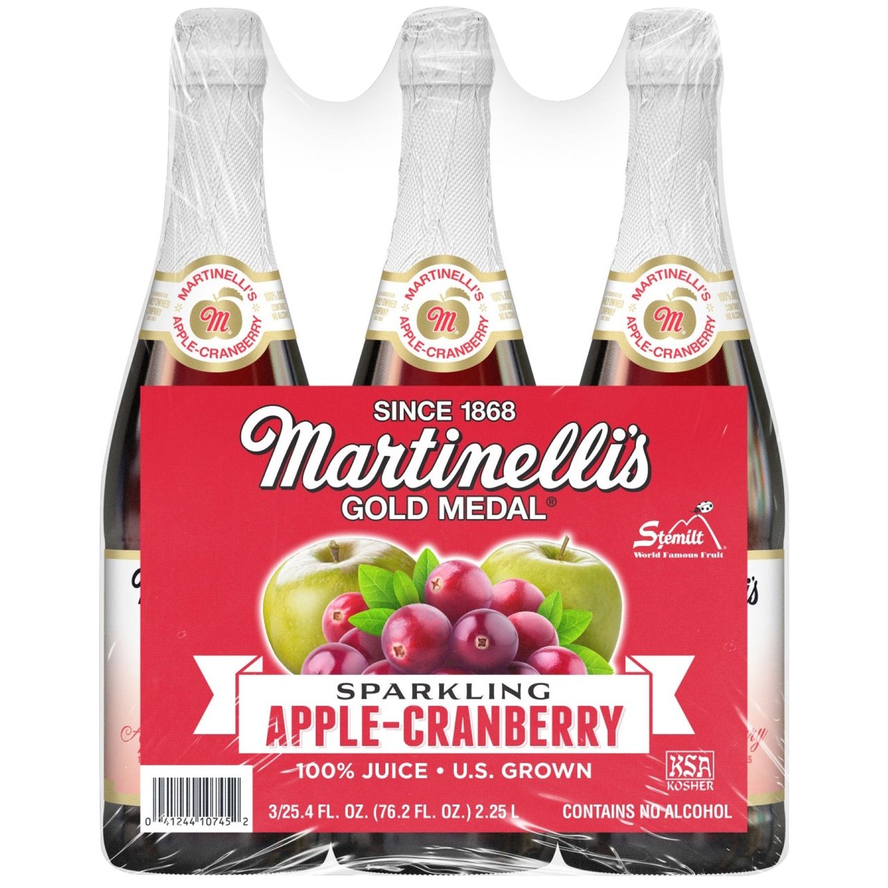 Martinelli's Sparkling Apple-Cranberry 3/25.4 oz - Image 1