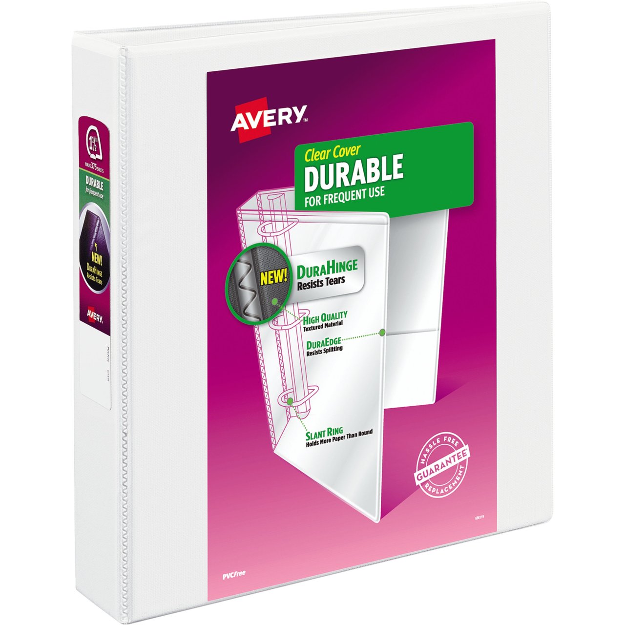 Avery Durable View Binder 1.5" (AVE17022), 3-Pack, White - Image 1