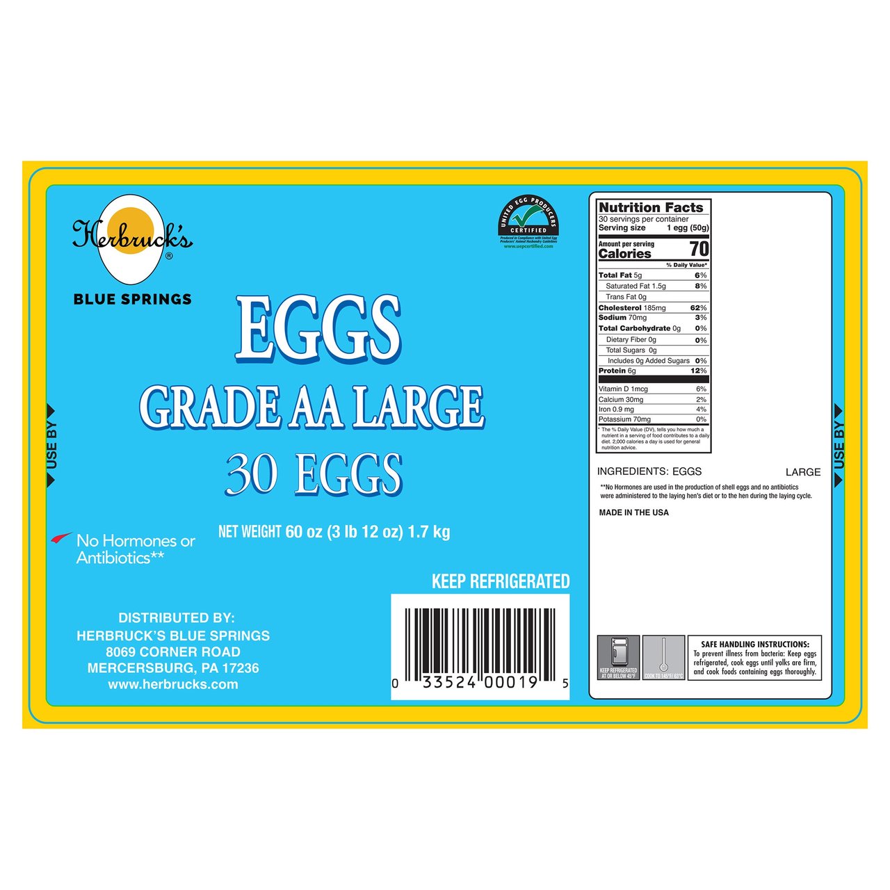 Large Eggs USDA Grade AA 30 CT