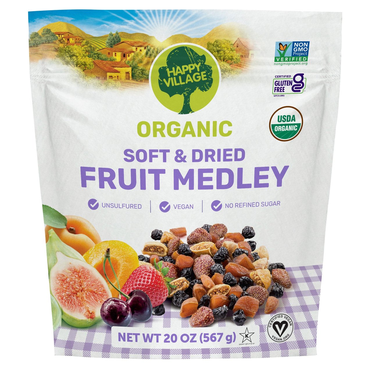 Happy Village Organic Dried Fruit Medley 20 oz - Image 1