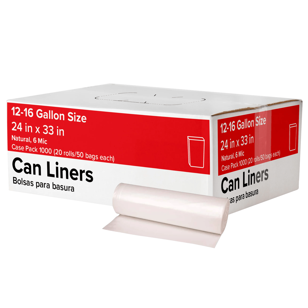 12-16 Gallon Clear Can Liners, 1000 ct