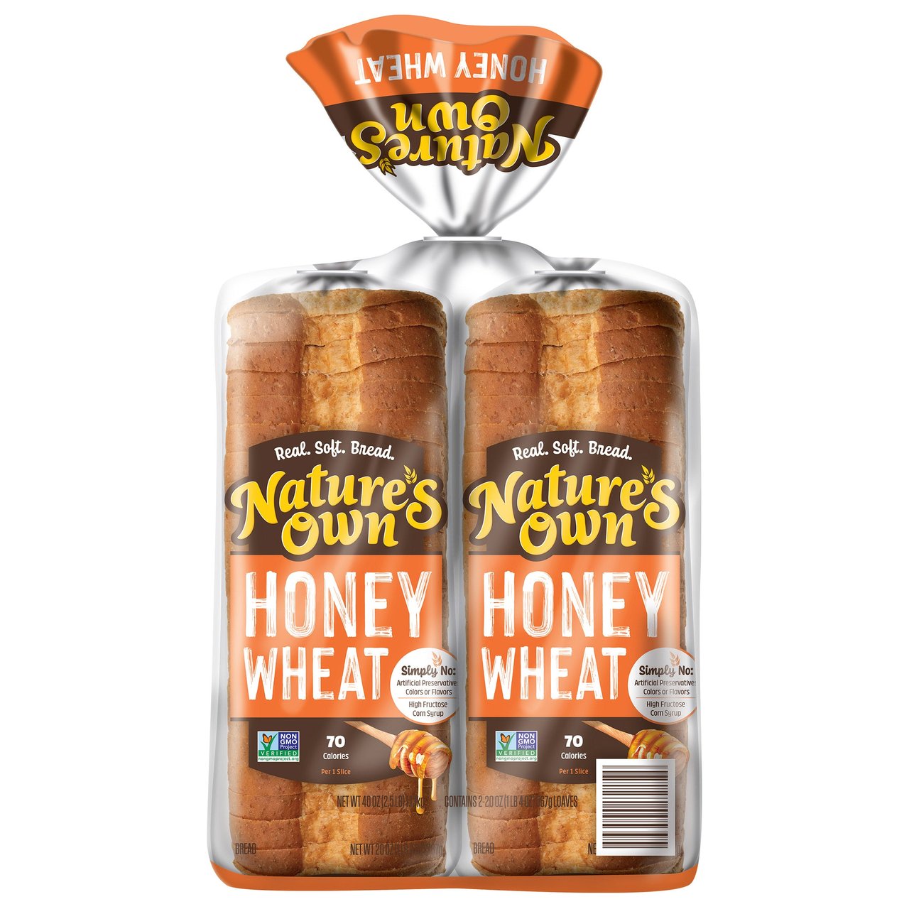 Nature's Own Honey Wheat Bread 2/20 oz (2.5 lbs) - Image 1
