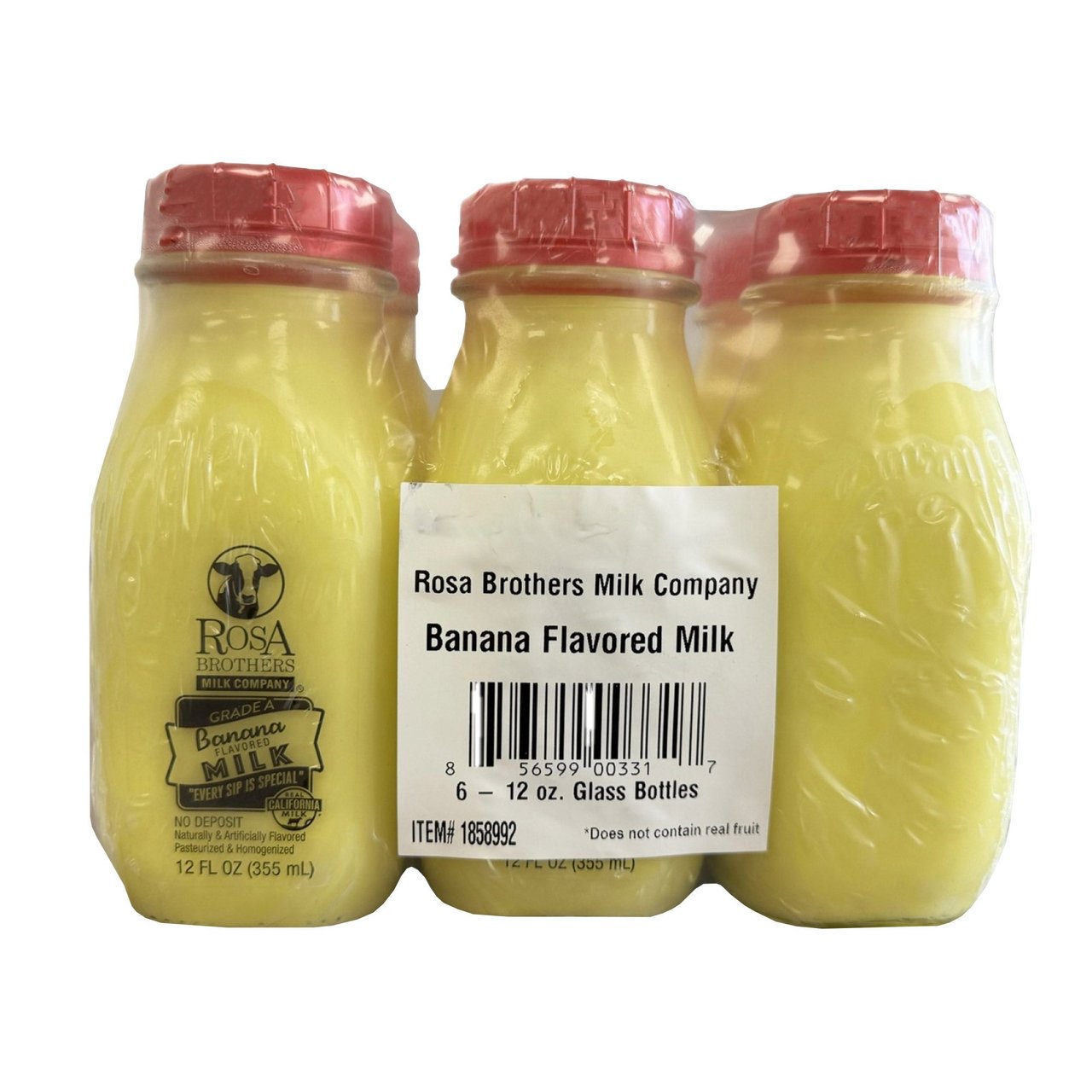 Rosa Brothers Banana Whole Milk, 6-Pack, 12 oz Each - Image 1