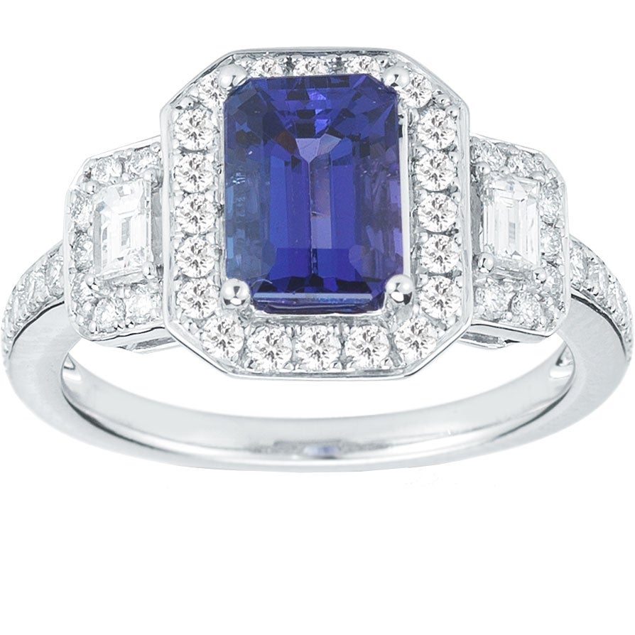Platinum 0.67 CTW VS2, I Diamond Tanzanite Ring - Image 1