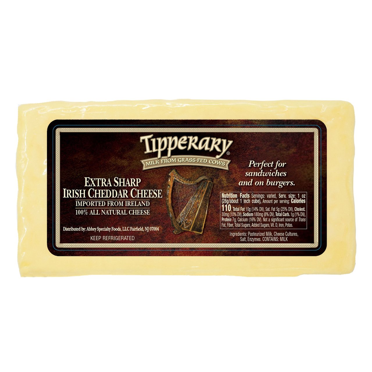 Tipperary 1 Year Extra Sharp Irish Cheddar Cheese, Imported from Ireland (Price Per Lb)