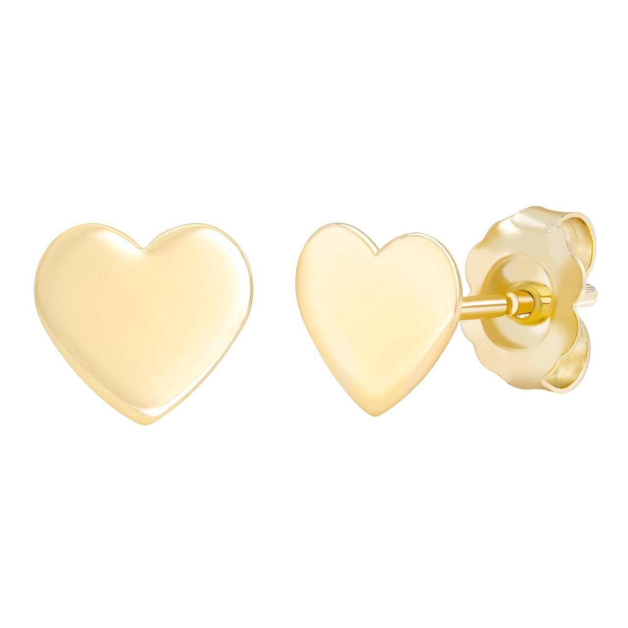 14KT YELLOW GOLD HEART STUD EARRINGS MADE IN ITALY - Image 1