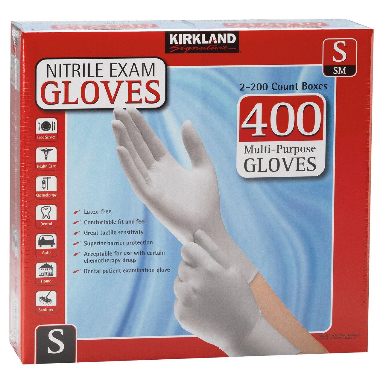 Kirkland Signature Nitrile Exam Gloves, Small, 2 x 200 Count - Image 1