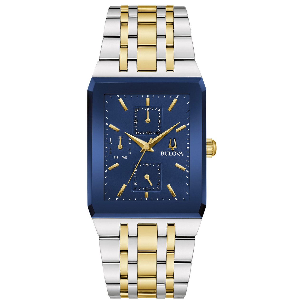 Bulova Quadra Two-Tone Stainless Steel Blue Dial Quartz Men's Watch - Image 1