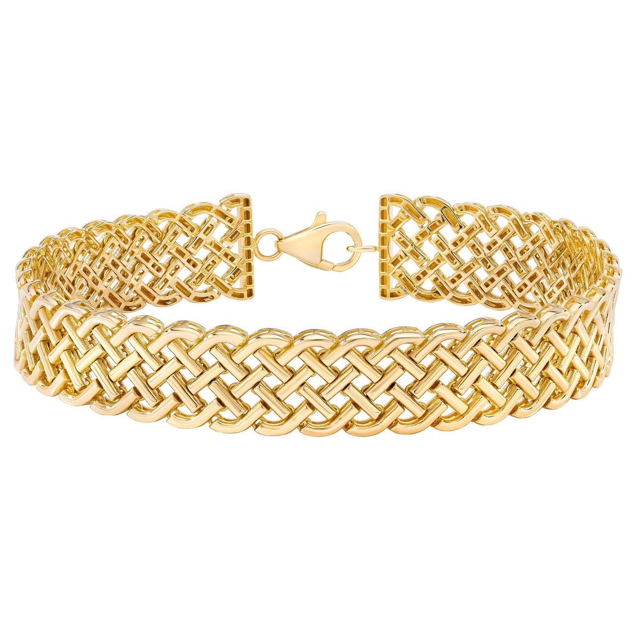 14kt Yellow Gold High Polish Basket Weave Bracelet - Image 1